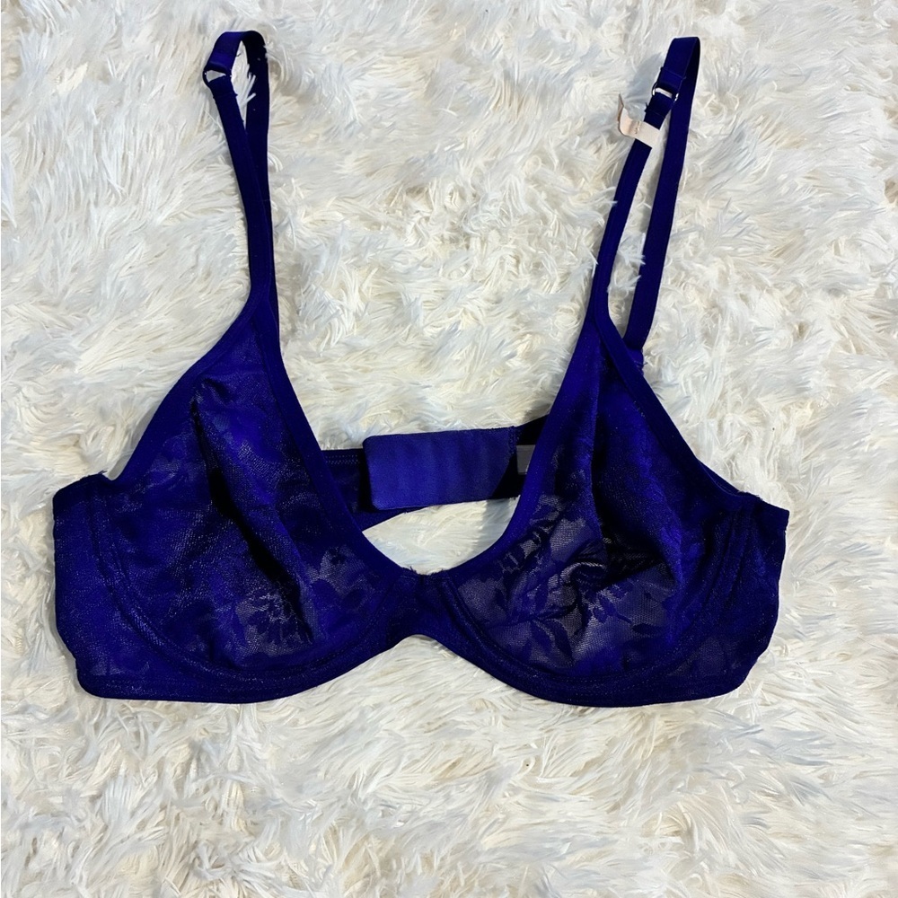 LOVE by Gap Royal Blue Sheer Lace Underwire Bra